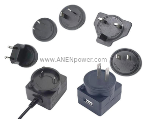 China IEC/EN 62368 certified 15W Max Interchangeable Plug 12V 24V 9V AC DC Adapter 5V Power Supply supplier