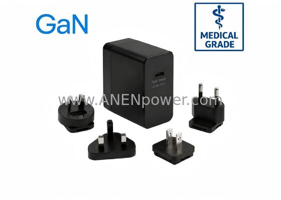 China PD 45W GaN USB-C Medical AC Adapter Power Supply Interchangeable Plugs 5V 9V 12V 15V 20V Multi-Voltage Output supplier