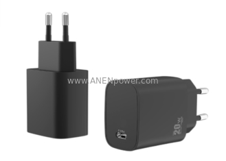 China EU plug 20W GaN PD Power Adapter 5V 3A, 9V 2.22A Type-C Charger 12V 1.67A USB Transformer supplier