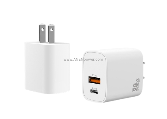 1C1A Dual USB 20W GaN PD PD Power Adapter 5V 3A, 9V 2.22A Type-C Charger 12V 1.67A Wall Transformer with UK Plug supplier