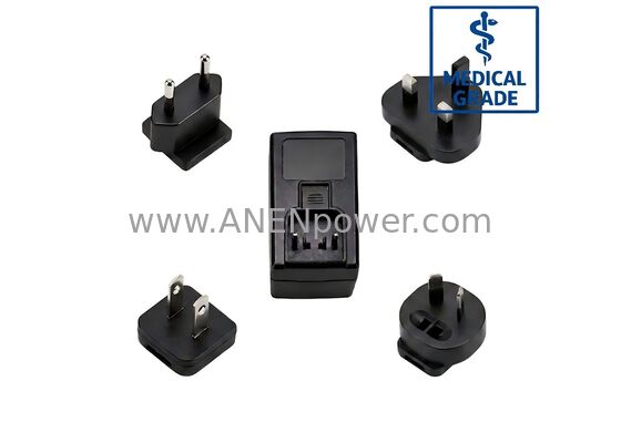 24W Hospital-use AC/DC Adapter, Interchangeable Wall Plug, High Efficiency IEC60601 Standard, 12V 2A / 24V 1A Stable Output